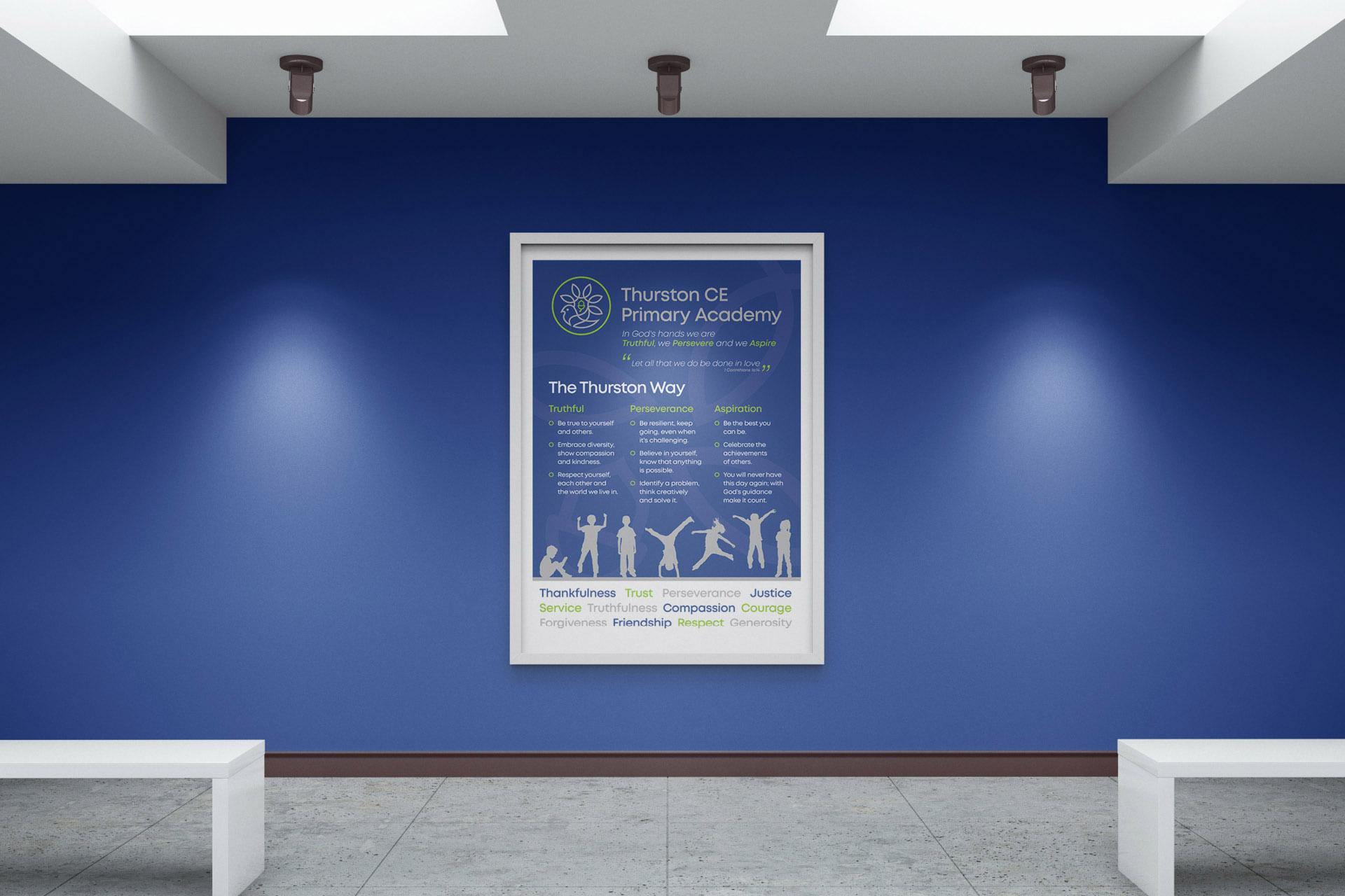 Poster graphic design, printing and framing for Thurston Primary Academy