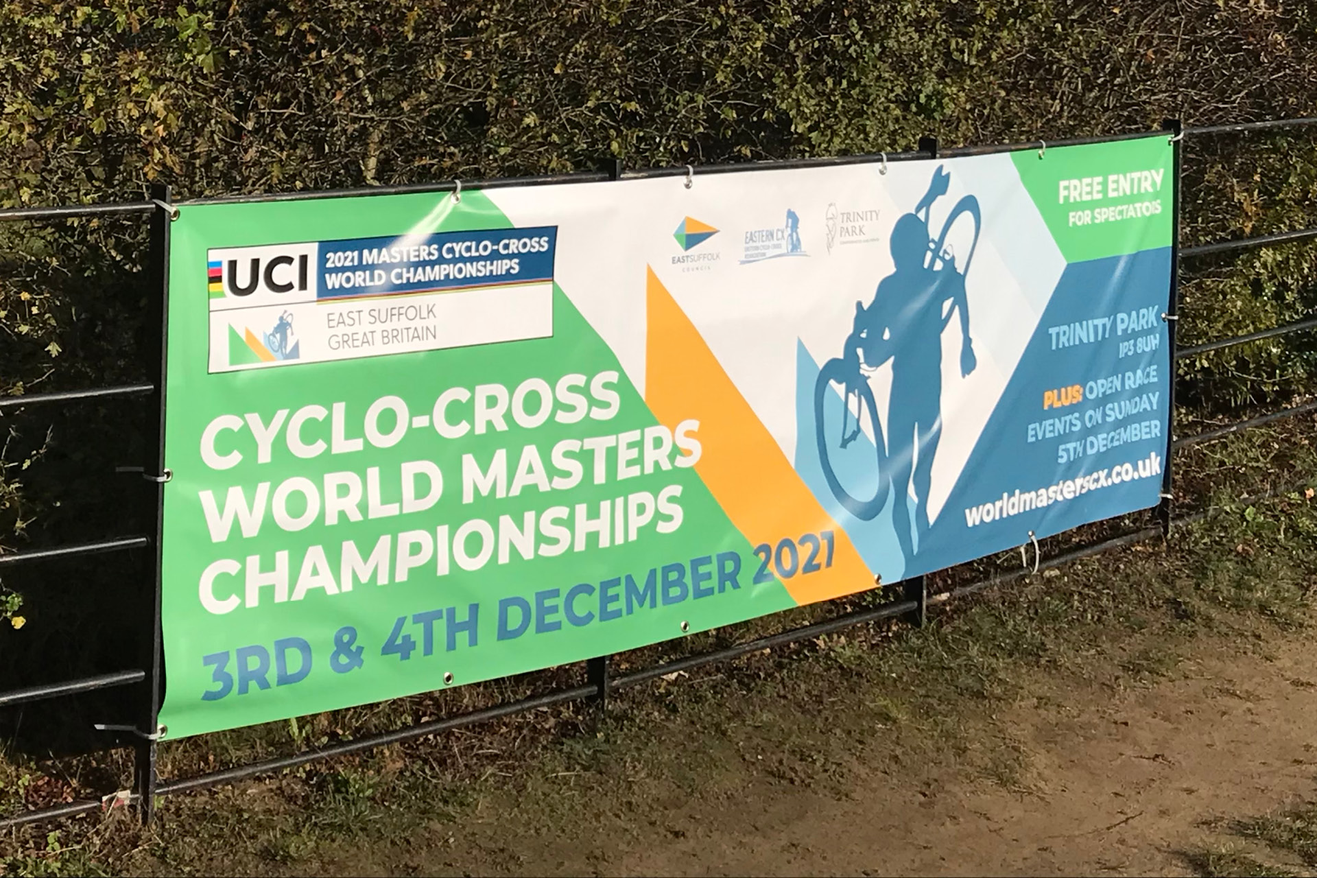 PVC event banner for cyclo-cross trinity park ipswich